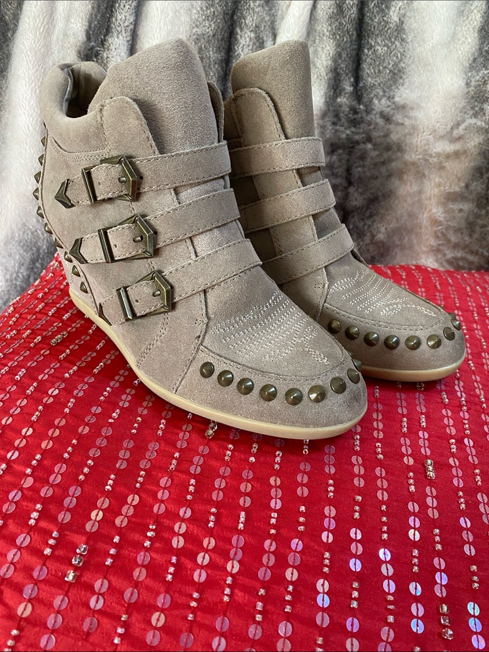 Ash Suede Leather Limited Edition Metal Studded Boots NWOT - Picture 14 of 16
